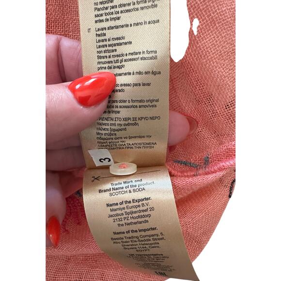 Scotch and Soda- Oversized Embroidered Orange Shirt Dress - Large - NWOT - Picture 8 of 11